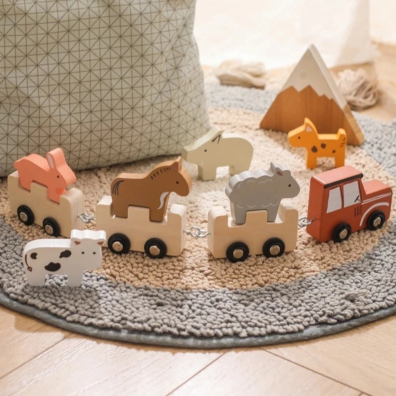 Wooden Animal Train Set