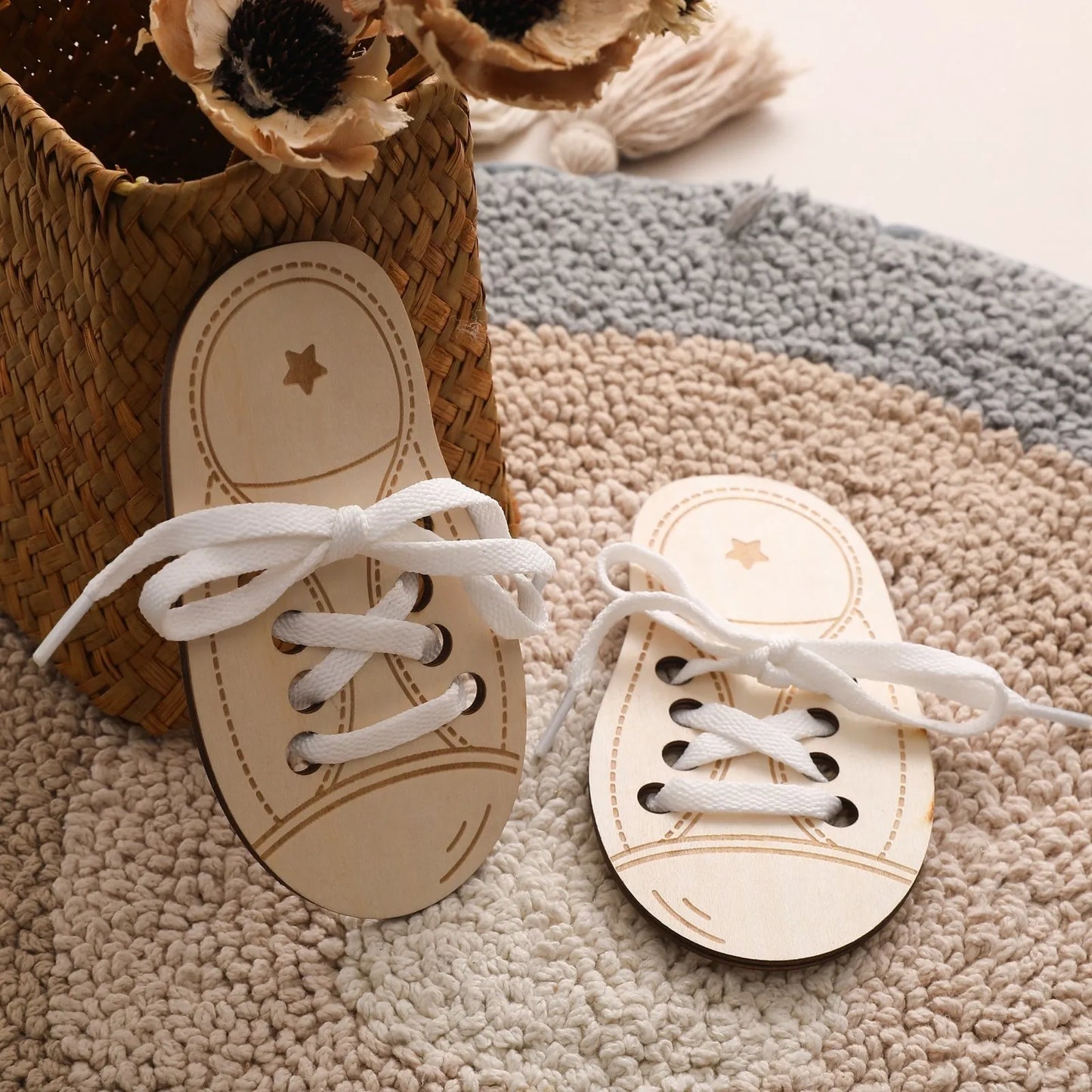Wooden Lacing Shoes
