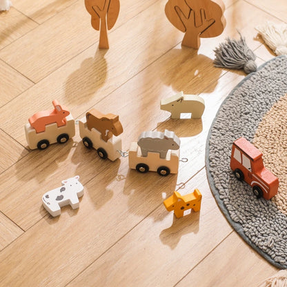 Wooden Animal Train Set