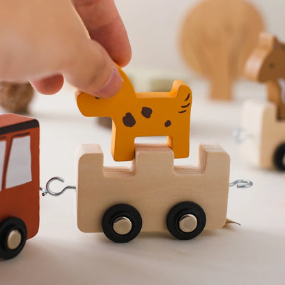 Wooden Animal Train Set