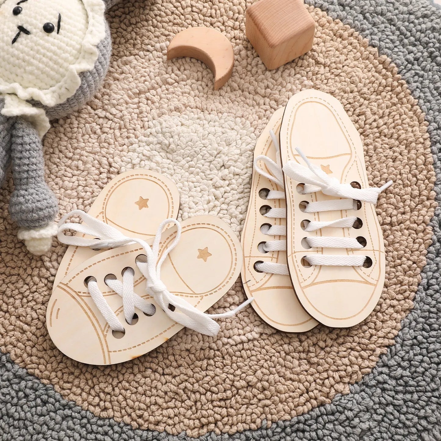 Wooden Lacing Shoes