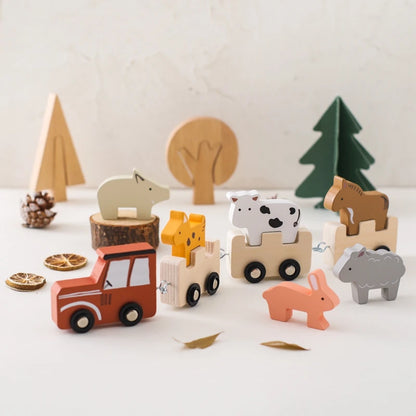 Wooden Animal Train Set