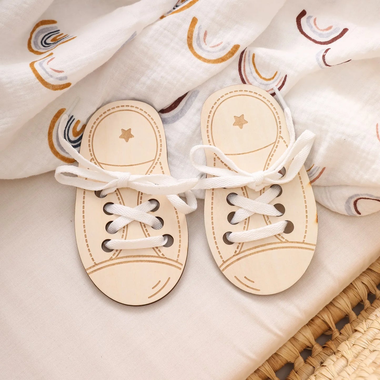 Wooden Lacing Shoes