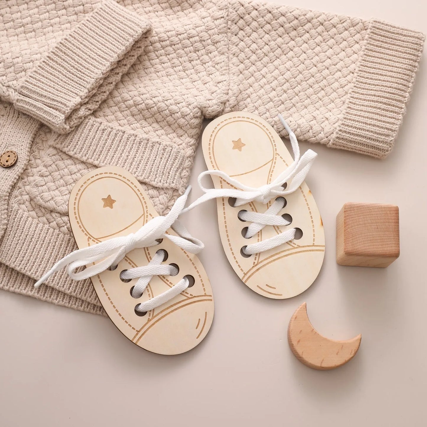 Wooden Lacing Shoes