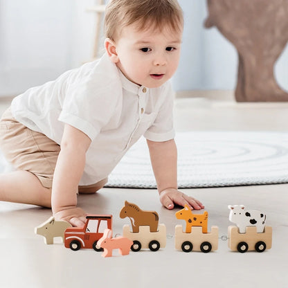 Wooden Animal Train Set