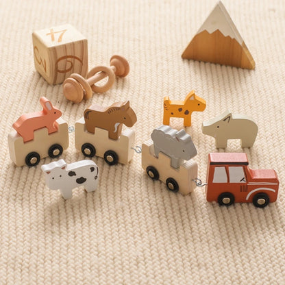 Wooden Animal Train Set