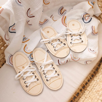 Wooden Lacing Shoes
