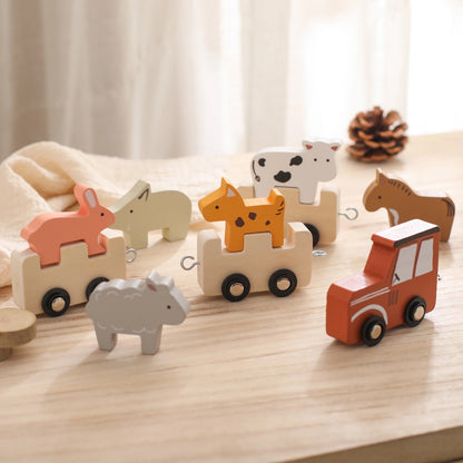 Wooden Animal Train Set